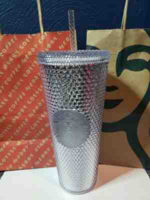 NEW STARBUCKS 2019 Venti Bling Platinum Studded Cold Cup Tumbler Winter Holiday - Sold on eBay Dec, 4th 2019 for $25.00