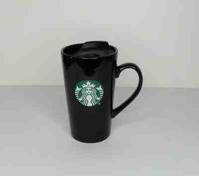 Starbucks Ceramic 14 oz Coffee Cup Travel Mug Lid Black Green Logo 2018 - Sold on eBay Dec, 4th 2019 for $20.00