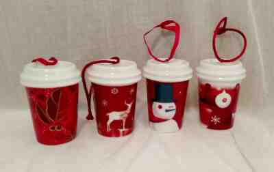 Starbucks 2008 2010 2012 2013 Christmas Holiday Red Ceramic Coffee Cup Ornaments - Sold on eBay Dec, 4th 2019 for $29.95