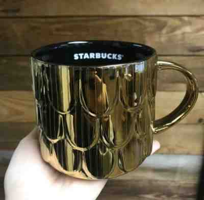 Starbucks MUG HOLIDAY 2019 rare GOLD  Mermaid Scales Scalloped - Sold on eBay Dec, 4th 2019 for $18.00