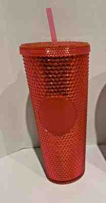 NEW STARBUCKS 2019 HOLIDAY Neon Pink Studded Cold Cup Tumbler 24 Oz. Bling - Sold on eBay Dec, 4th 2019 for $30.00