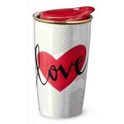 Starbucks 12 oz Ceramic Double Wall Coffee Travel Mug Tumbler W/Lid 2014 V-Day - Sold on eBay Dec, 4th 2019 for $30.00