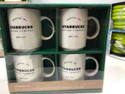 Starbucks Ceramic Mugs Set of 4 Stacking 2018 Seattle 14oz NEW Giftpack Box Set - Sold on eBay Dec, 4th 2019 for $26.68
