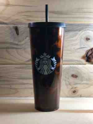 STARBUCKS COLD CUP Black/Brown Tortoise Shell Mocha Swirl Venti 24 OZ Tumbler - Sold on eBay Dec, 4th 2019 for $38.00