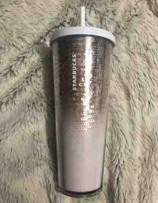 New STARBUCKS Hombre Rose Gold Sequin Tumbler - Sold on eBay Dec, 3rd 2019 for $30.00