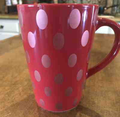 Starbucks Coffee Company 2005 Red on Red Metallic Polka Dot 12 oz Ceramic Mug - Sold on eBay Dec, 3rd 2019 for $15.99