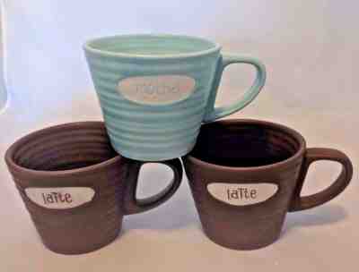 Starbucks 2007 Set of 3 Mocha and Latte Mugs Brown Light Blue  9 oz Coffee Tea - Sold on eBay Dec, 2nd 2019 for $23.06