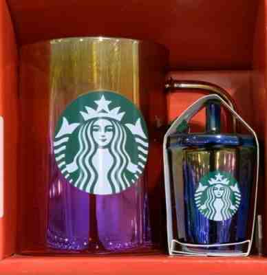 Starbucks 2019 Holiday RED IRIDESCENT Mug Glass Christmas W/ 2019 Ornament - Sold on eBay Dec, 6th 2019 for $35.99