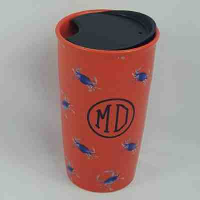 Starbucks Maryland Blue Crab Ceramic Tumbler Travel Mug Orange 12oz.  - Sold on eBay Dec, 6th 2019 for $28.99