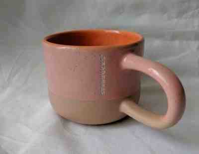 Starbucks 2018 Terra Cotta Two Tone Pink Orange Long Handle Coffee Mug 12oz USED - Sold on eBay Dec, 6th 2019 for $23.99