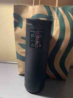 Starbucks Vacuum Insulated Flip-Top Tumbler Matte Black Stainless Steel 16oz - Sold on eBay Dec, 6th 2019 for $26.99