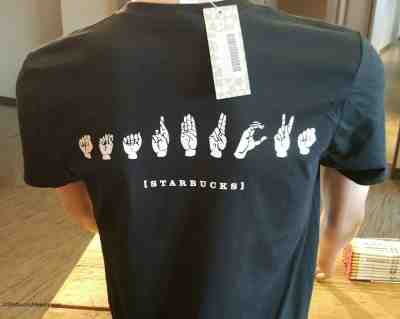 Starbucks Deaf Sign Language T-shirt COFFEGEAR STORE EMPLOYEES ONLY   XL - Sold on eBay Dec, 6th 2019 for $33.00