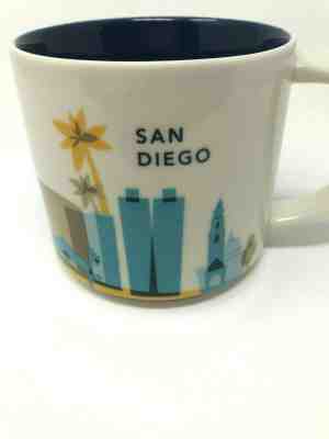 Starbucks San Diego You Are Here YAH Mug 14 Oz Gold Brown Blue Interior 2014 - Sold on eBay Dec, 6th 2019 for $25.00