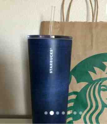 Starbucks Stainless Steel Tumbler~Blue Denim~ 24 oz Double Wall Insulated ~Rare~ - Sold on eBay Dec, 6th 2019 for $33.00