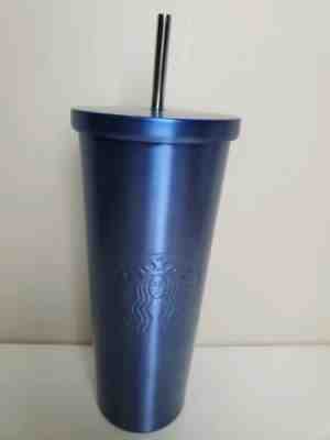 Starbucks Cold Cup 24oz Stainless Steel Straw Shinny navy blue Color - Sold on eBay Dec, 6th 2019 for $39.99