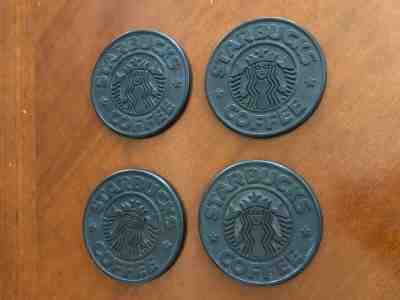 Set of 4 Vintage Starbucks Drink Coasters - Black - 1988 Umbra - Sold on eBay Dec, 6th 2019 for $19.79