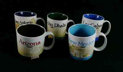 Starbucks Global Icon Coffee Mug 16 oz Cup Lot of 5 Arizona, San Antonio, Dhabi - Sold on eBay Dec, 5th 2019 for $29.99