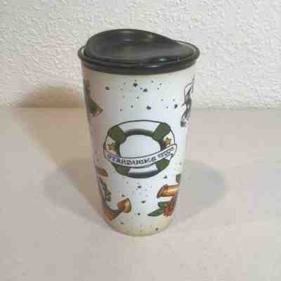 Starbucks 2015 Tattoo Style Art Mermaid Siren Ceramic Travel Mug Cup Tumbler 12o - Sold on eBay Dec, 5th 2019 for $67.95