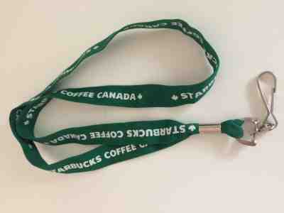 Starbucks Coffee Canada Lanyard Green Metal Clip .75” Wide - Sold on eBay Dec, 5th 2019 for $15.00