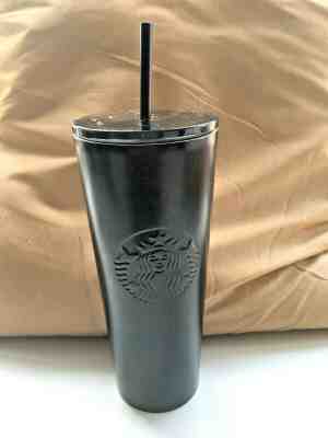 Starbucks 2018 Matte Black Insulated Stainless Steel Cold Cup Tumbler Venti 24oz - Sold on eBay Dec, 5th 2019 for $27.93