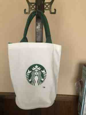 white Starbucks Coffee Canvas Shopping Bag Tote Bag Lunch Bag w/Key chain - Sold on eBay Dec, 5th 2019 for $21.00