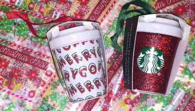 2 Starbucks 2019 Christmas Ornaments Red Sparkle & Merry Cups  NWT Ww Ship $14 - Sold on eBay Dec, 5th 2019 for $22.79