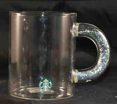 2019 Starbucks Holiday Clear Glass Sliver Glitter Handle Mug 12oz New - Sold on eBay Dec, 5th 2019 for $25.00
