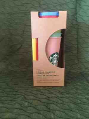 Starbucks Reusable COLOR CHANGING Cold Cup Collection Pack Of 5 Lids Straws 24oz - Sold on eBay Dec, 5th 2019 for $71.00