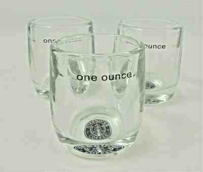 3 Lot Starbucks Branded Espresso One Ounce Shot Glass 2" Tall - Sold on eBay Dec, 5th 2019 for $34.95