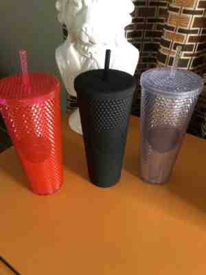 Starbucks 2019 Studded Tumblers Venti Black, Pink, Clear Holiday ON HAND - Sold on eBay Dec, 5th 2019 for $138.00