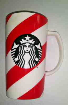 New 2016 Starbucks Coffee Cup Red White Stripe Candy Cane 16 fl. oz.Ceramic Mug - Sold on eBay Dec, 5th 2019 for $15.99