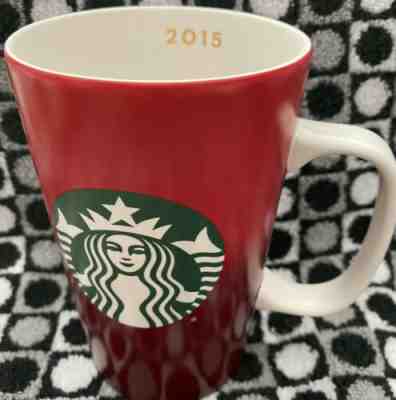 Starbucks 2015 Christmas Holiday Tall Coffee Mug Red 16 oz. Collectible - Sold on eBay Dec, 5th 2019 for $20.00