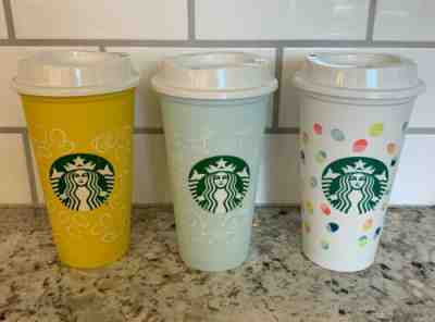 Starbucks Reusable 16 oz Hot Cups 6ct -Easter Theme with Lids HEAVY Plastic - Sold on eBay Dec, 7th 2019 for $19.99