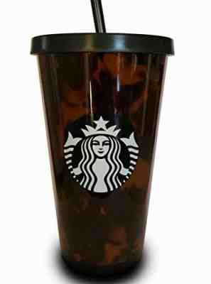 Starbucks Tortoise Shell 16oz Tumbler Cold Cup With Lid And Straw - Sold on eBay Dec, 7th 2019 for $19.99