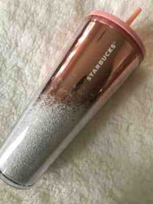 STARBUCKS 2019 LIMITED Winter Holiday Rose Gold Pink Cascading Snow Cup Tumbler  - Sold on eBay Dec, 7th 2019 for $31.99