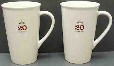 Set of 2 Starbucks 2010 Venti Coffee Latte Tea Mugs 20oz White/Brown NEW b - Sold on eBay Dec, 6th 2019 for $49.99