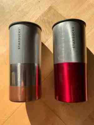 Set Of 2  2014 Starbucks Stainless Steel 10oz Tumblers W/Cork Bottom & Lids. - Sold on eBay Dec, 6th 2019 for $22.95