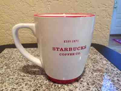 Starbucks 2008 Est 1971 Abbey Logo Coffee Cup Large Mug White Red 16 OZ - Sold on eBay Dec, 6th 2019 for $18.00