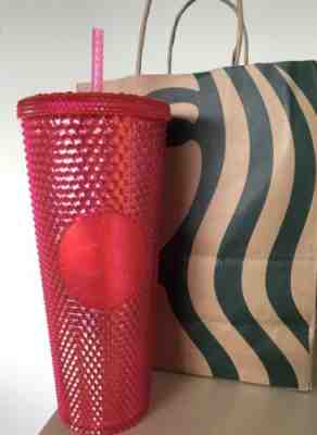 New Starbucks 2019 Pink Neon Studded Tumbler WINTER HOLIDAY Edition 24oz - Sold on eBay Dec, 6th 2019 for $35.00