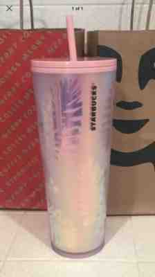 Starbucks 2019 Holiday Holographic Iridescent Palm Leaf Pine Cone Tumbler Pink - Sold on eBay Dec, 6th 2019 for $40.00