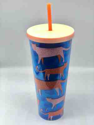 Starbucks Tumbler Acrylic Cheetah Cat Design Reusable Cup Tumbler  Lid 24 fl oz  - Sold on eBay Dec, 6th 2019 for $25.99