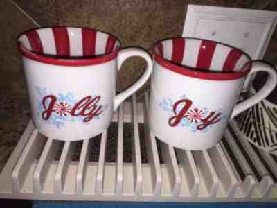 2007 Starbucks Peppermint Red Christmas 14oz  Mugs JOY & JOLLY New - Sold on eBay Dec, 6th 2019 for $24.99