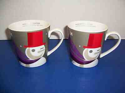 2011 Starbucks “When We’re Together” 2 Mugs (16 oz) Smiling Winking Snowman NICE - Sold on eBay Dec, 6th 2019 for $25.00