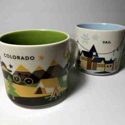  Lot Of 2 Starbucks "You Are Here" Coffee Mugs Colorado and Vail - Sold on eBay Dec, 6th 2019 for $25.00