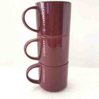 Starbucks Mug Set Stackable 2013 Burgundy Coffee Cup Set of Three 14 Oz - Sold on eBay Dec, 6th 2019 for $17.99