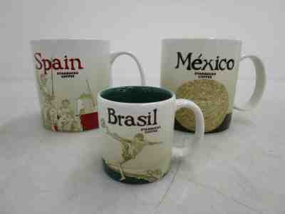 Starbucks Mug Lot 3 Collectible Mexico Spain Espresso 3oz Brasil - Sold on eBay Dec, 6th 2019 for $29.66