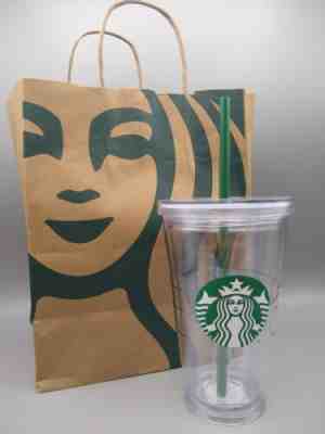 Starbucks Grande Clear Acrylic Cold Cup Double Walled Tumbler With Straw 16 oz - Sold on eBay Dec, 6th 2019 for $20.96