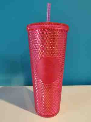 STARBUCKS 2019 Neon Pink Studded Cold Cup Tumbler Winter HOLIDAY Venti 24 Ounce - Sold on eBay Dec, 6th 2019 for $15.10