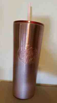 New Starbucks 2019 Rose Gold Pink Metallic Travel Tumbler Stainless 24oz Glitter - Sold on eBay Dec, 6th 2019 for $31.00