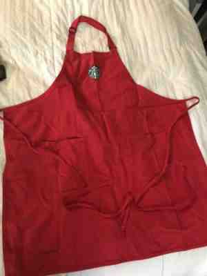 Starbucks Coffee Barista Red Apron Holiday Christmas Used Great Shape - Sold on eBay Dec, 6th 2019 for $20.50
